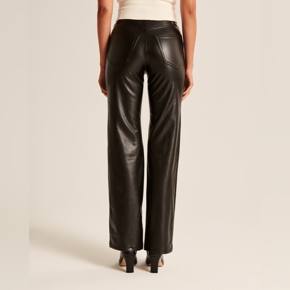 Abercrombie & Fitch Curve Love Vegan Leather Ankle Straigh Pants Sz 10 High Rise - Picture 5 of 6